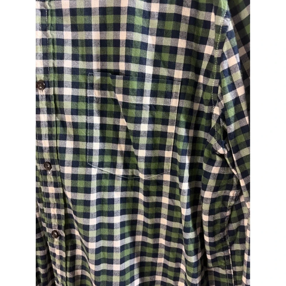 Banana Republic Luxe Flannel Shirt Mens XL Green Plaid Excellent Grant Fit
